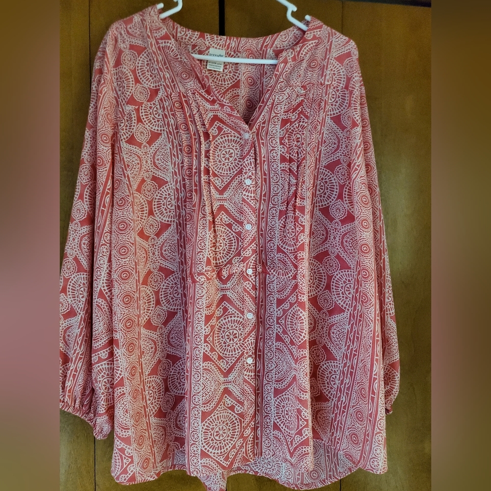 Women's Orange/White "Terra & Sky" 2XL Top